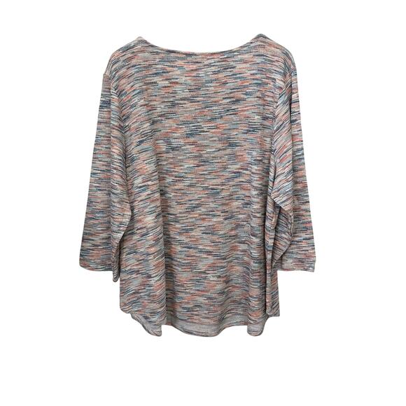 Ruby Rd. Tunic Top Keyhole Orange Blue Space Dye Pullover Women's Plus 3X Pocket - Picture 4 of 7